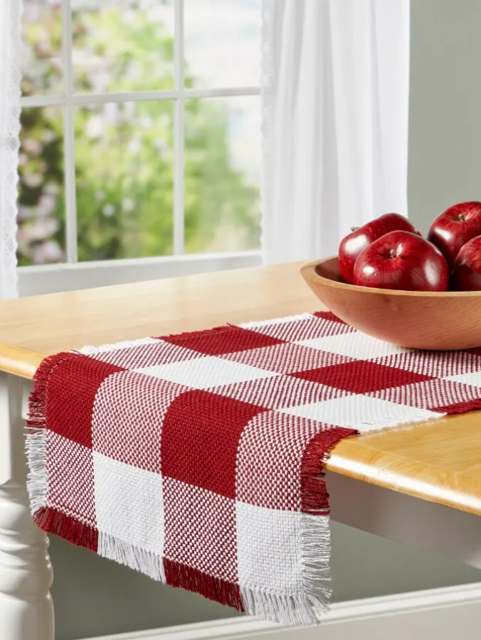 Mountain Weavers Buffalo Check Weave Cotton Table Runner