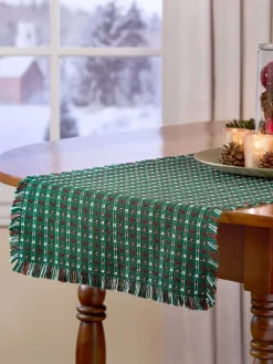 Mountain Weavers Christmas Cotton Table Runner, 18 Inch Wide