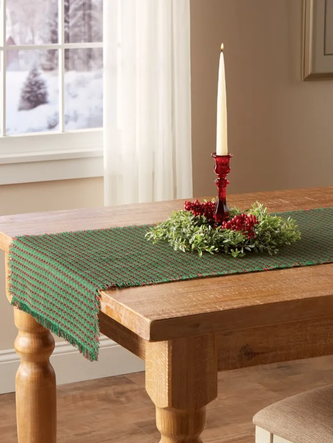 Mountain Weavers Christmas Cotton Table Runner, 18 Inch Wide
