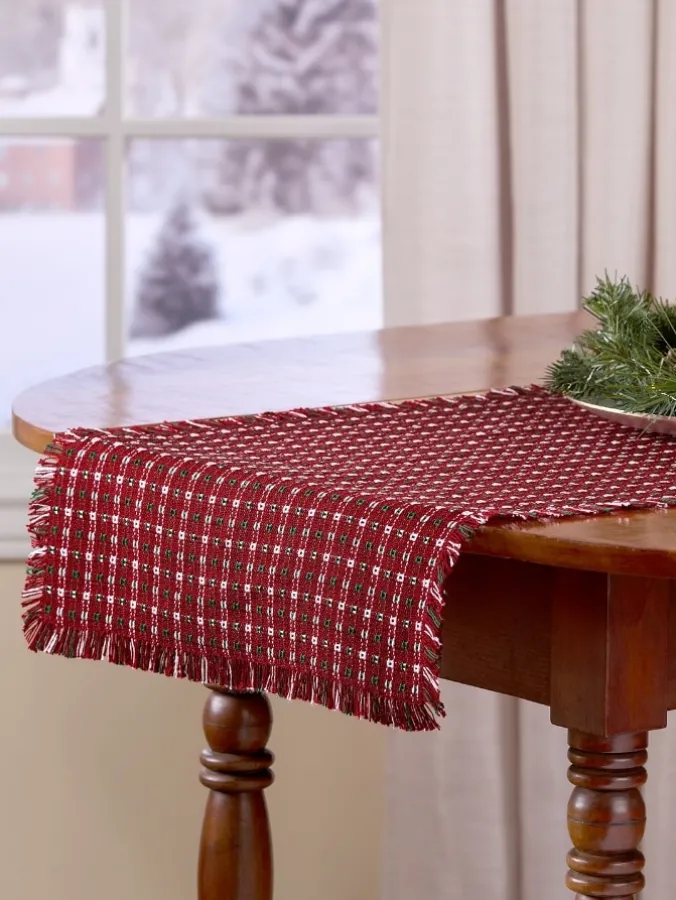 Mountain Weavers Christmas Cotton Table Runner, 18 Inch Wide