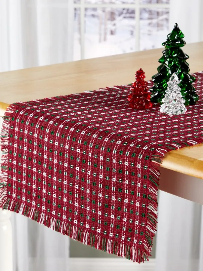 Mountain Weavers Christmas Cotton Table Runner, 14 Inch Wide
