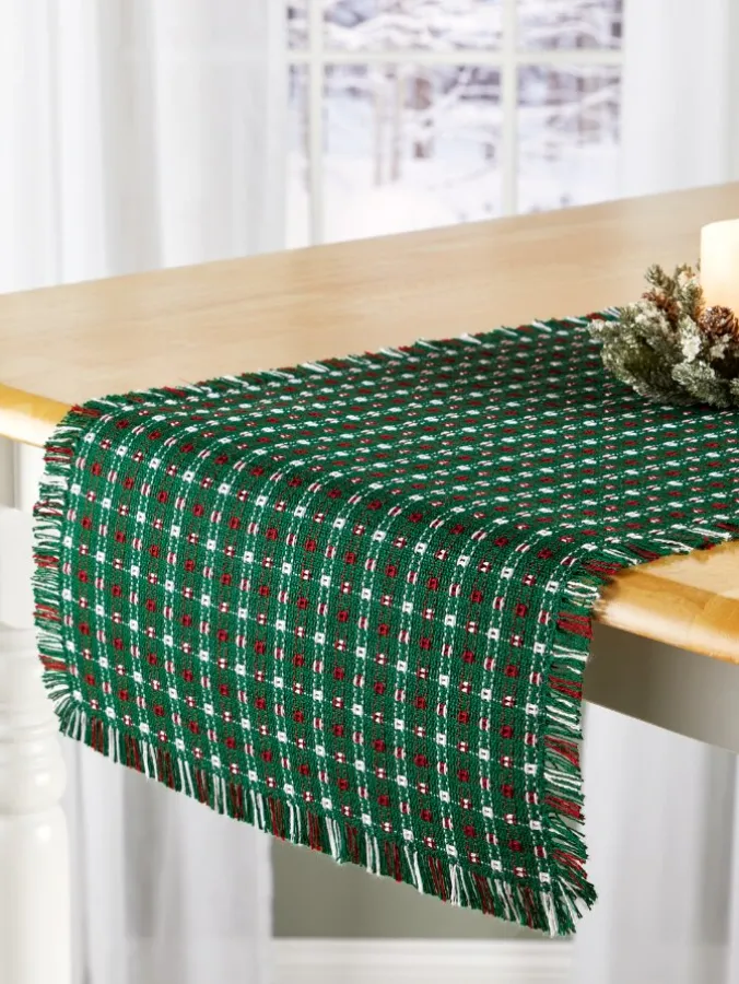 Mountain Weavers Christmas Cotton Table Runner, 14 Inch Wide