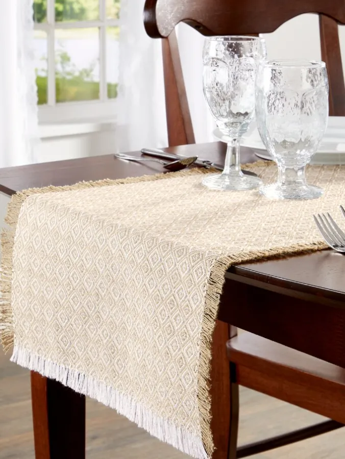Mountain Weavers Diamond Weave Cotton Table Runner