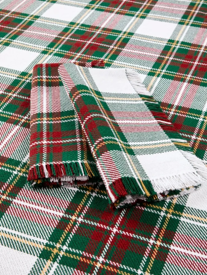 Mountain Weavers Hartland Christmas Plaid Weave Cotton Napkin, Set of 2