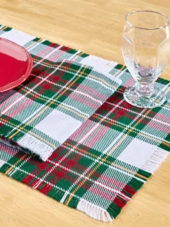 Mountain Weavers Hartland Christmas Plaid Weave Cotton Napkin, Set of 2