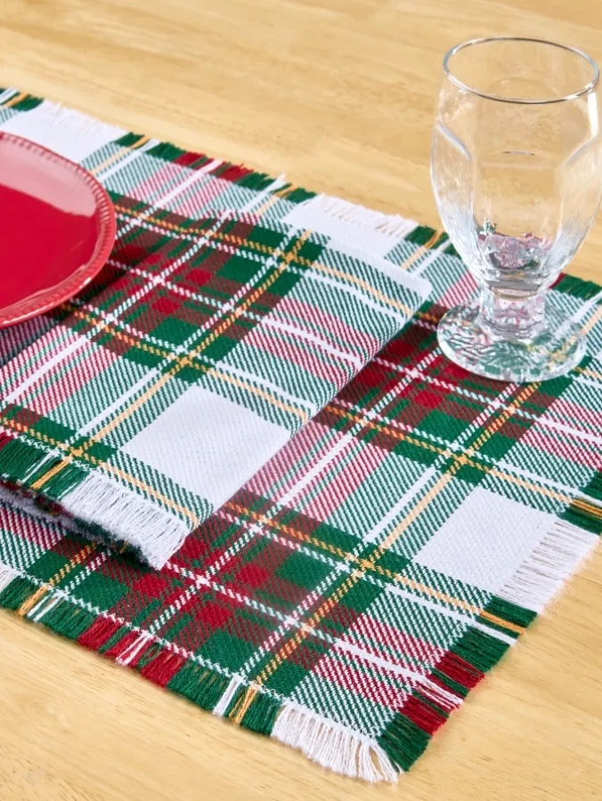 Mountain Weavers Hartland Christmas Plaid Weave Cotton Napkin, Set of 2