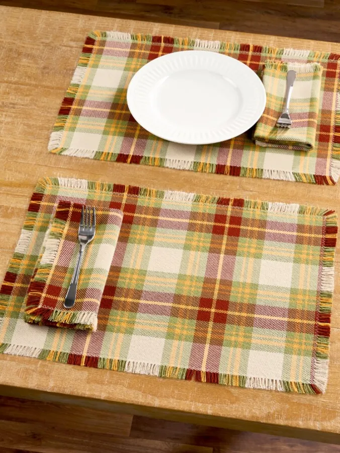 Mountain Weavers Hartland Fall Plaid Cotton Placemat, Set of 2
