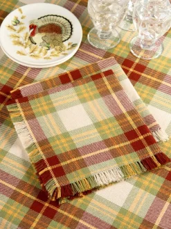 Mountain Weavers Hartland Fall Plaid Weave Cotton Napkin, Set of 2