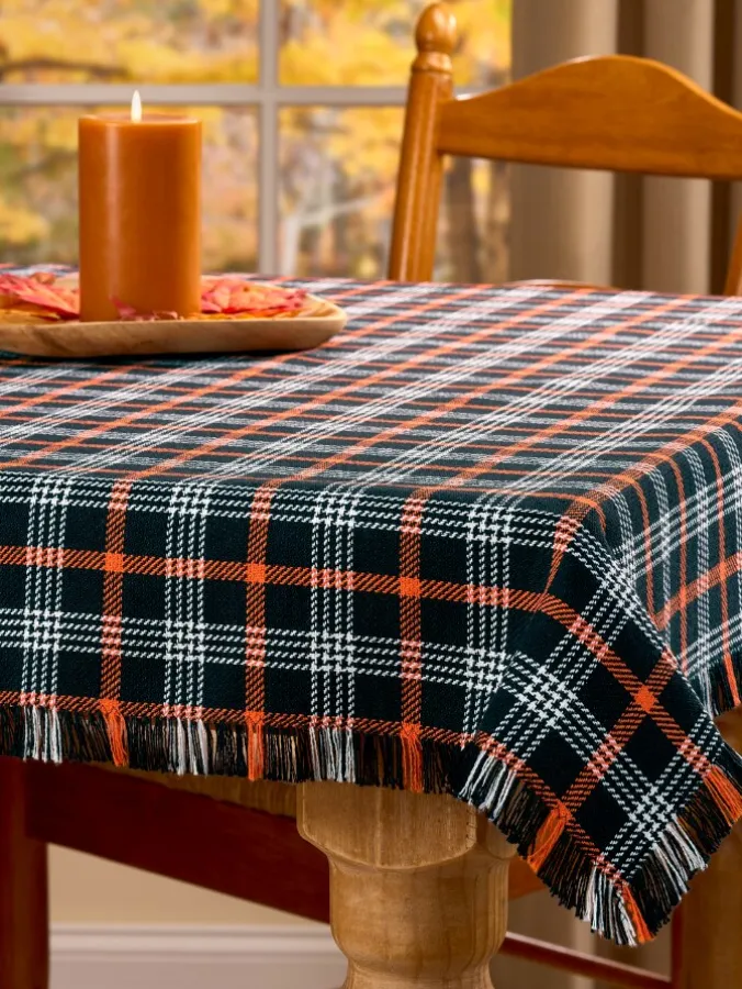 Mountain Weavers Hartland Halloween Plaid Weave Cotton Tablecloth