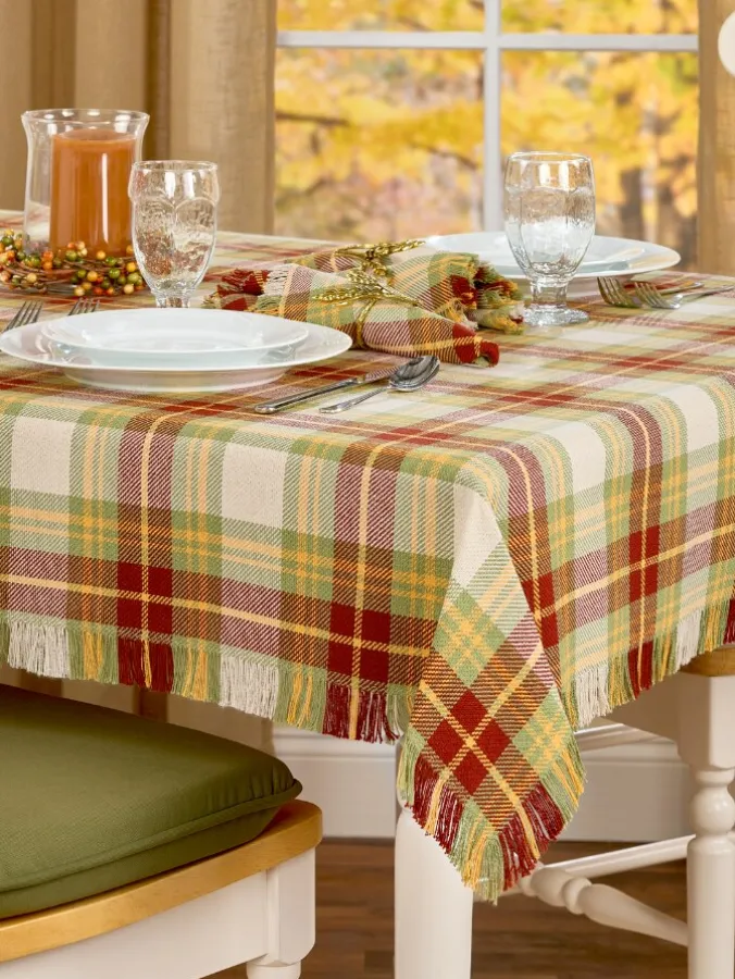 Mountain Weavers Hartland Plaid Weave Cotton Tablecloth