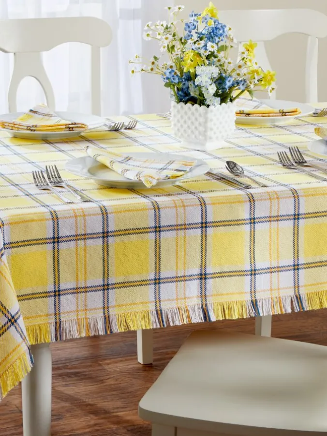 Mountain Weavers Hartland Plaid Weave Cotton Tablecloth