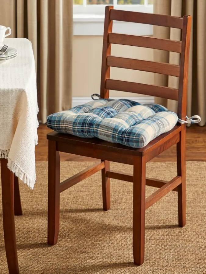 Mountain Weavers Hartland Plaid Never-Flatten Chair Cushion