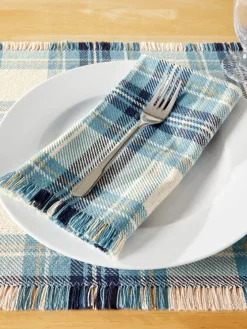 Mountain Weavers Hartland Plaid Weave Cotton Napkin, Set of 2
