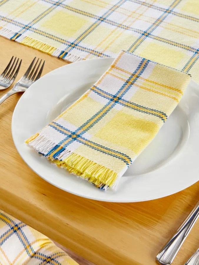 Mountain Weavers Hartland Plaid Weave Cotton Napkin, Set of 2