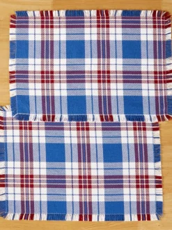 Mountain Weavers Hartland Plaid Patriotic Cotton Placemat, Set of 2