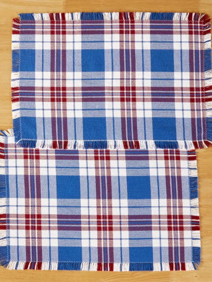 Mountain Weavers Hartland Plaid Patriotic Cotton Placemat, Set of 2