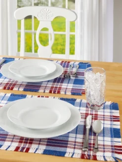 Mountain Weavers Hartland Plaid Patriotic Cotton Placemat, Set of 2