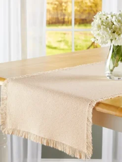 Mountain Weavers Hartland Solid Color Cotton Table Runner, 14 Inch Wide