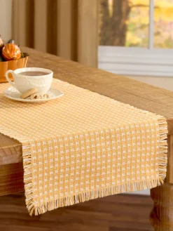 Mountain Weavers Original Mountain Weave Cotton Table Runner, 14 Inch Wide