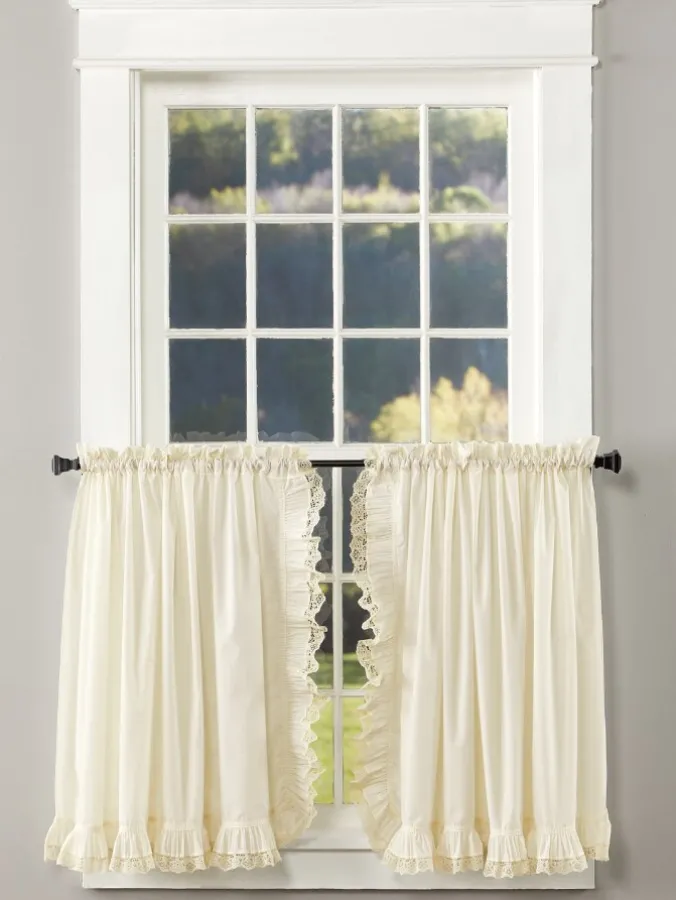 Narrow Ruffles Lace Trim Rod Pocket Cape Cod Tiers