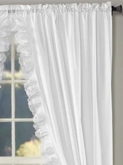 Narrow Ruffles Lace Trim Rod Pocket Cape Cod Curtains