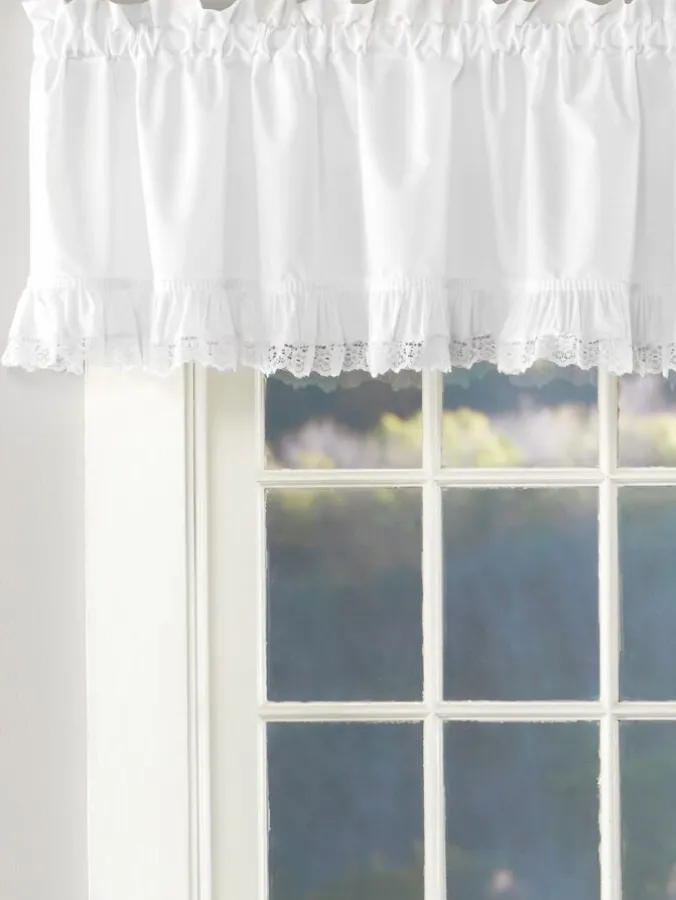 Narrow Ruffles Lace Trim Tailored Valance