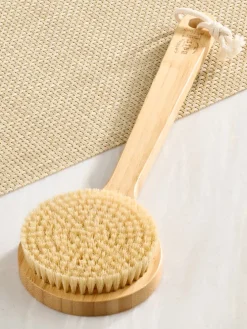 Natural Bristle Bath and Shower Body Brush With Bamboo Handle, Firm