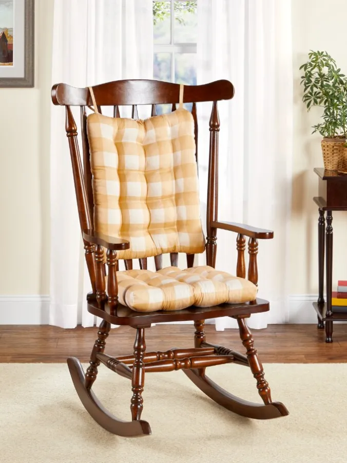 Never-Flatten Buffalo Check Rocker Chair Cushion Set by Country Curtains®, In 2 Sizes