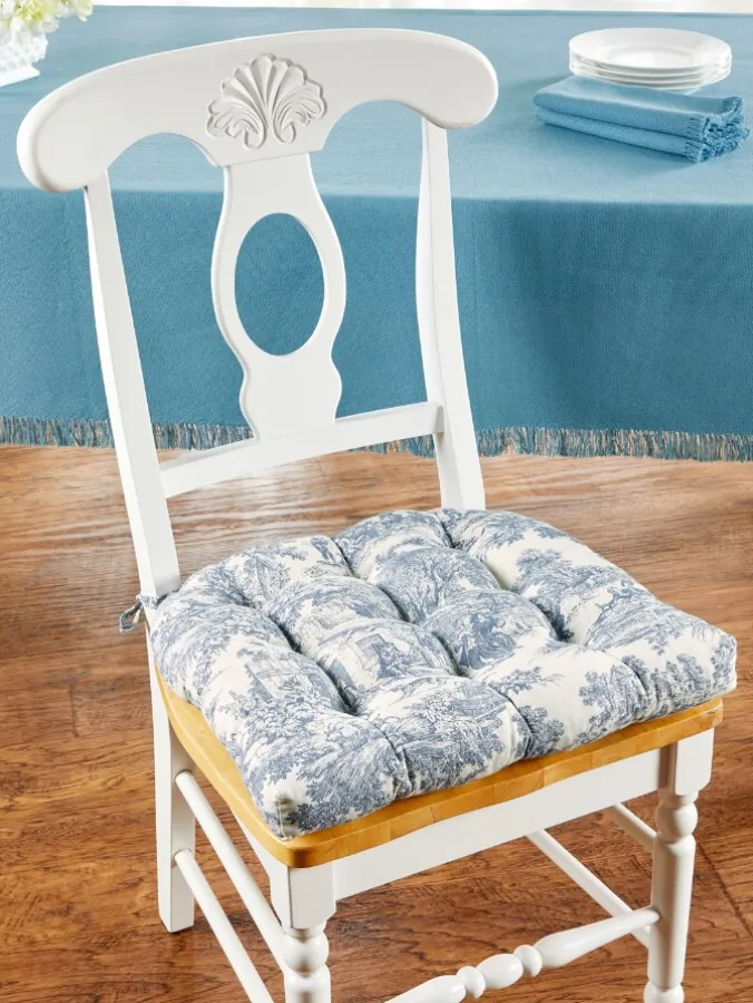 Never-Flatten Essex Toile Chair Cushion, In 2 Sizes