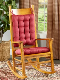 Never-Flatten Solid Color Cotton Duck Rocker Chair Cushion Set, In 2 Sizes