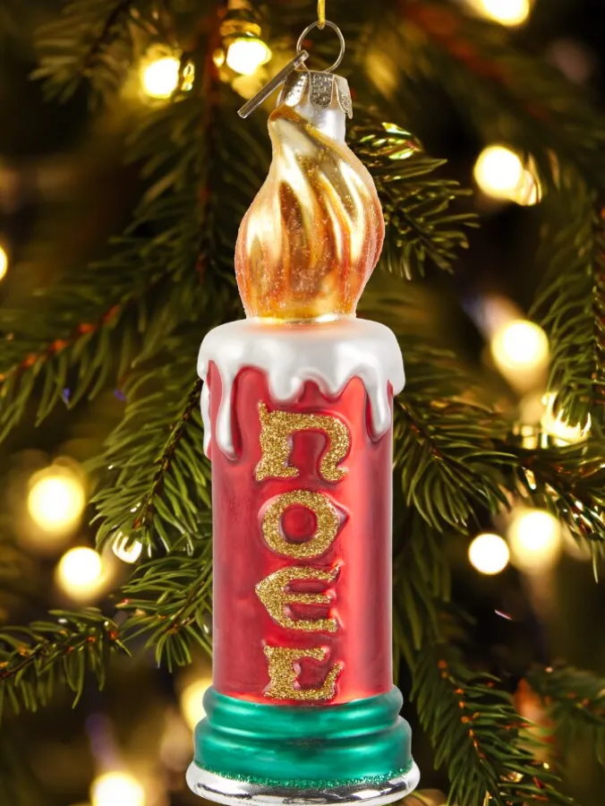 Noel Candle Blown-Glass Christmas Ornament