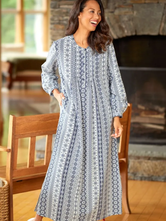 Nordic Snowflake Flannel Nightgown