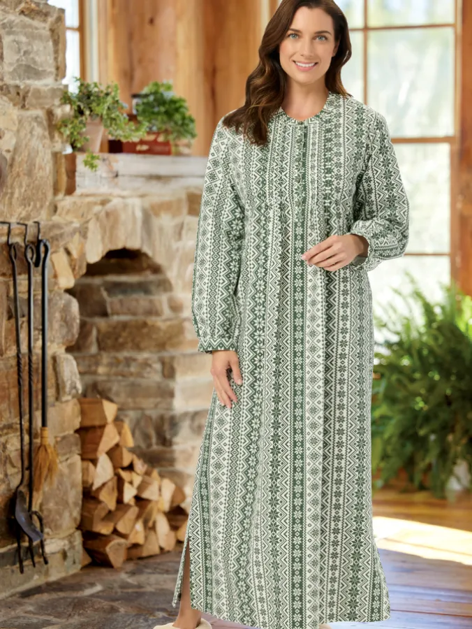 Nordic Snowflake Flannel Nightgown