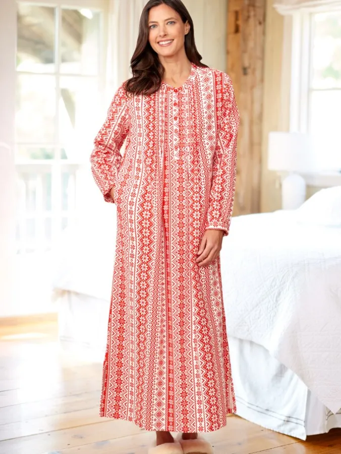 Nordic Snowflake Flannel Nightgown