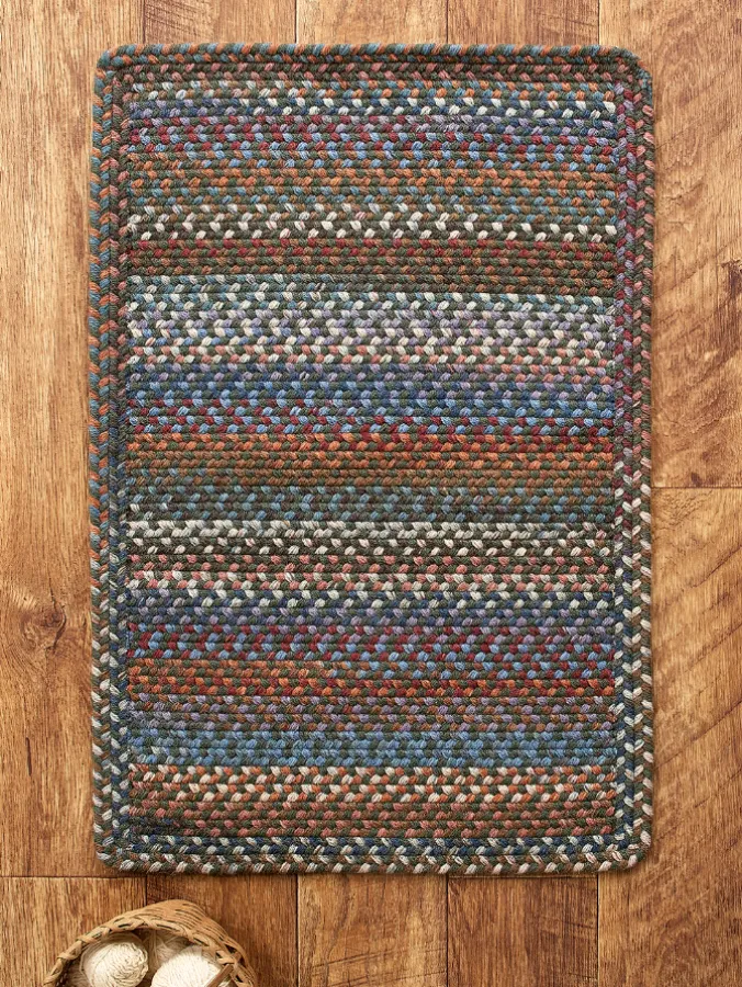 Northshire Multicolor Rectangle Braided Wool Rug