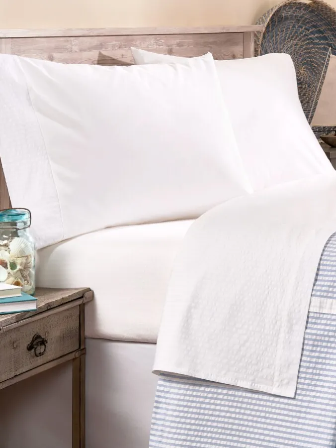 Open-Stock Striped Seersucker Portuguese Cotton Percale Sheets