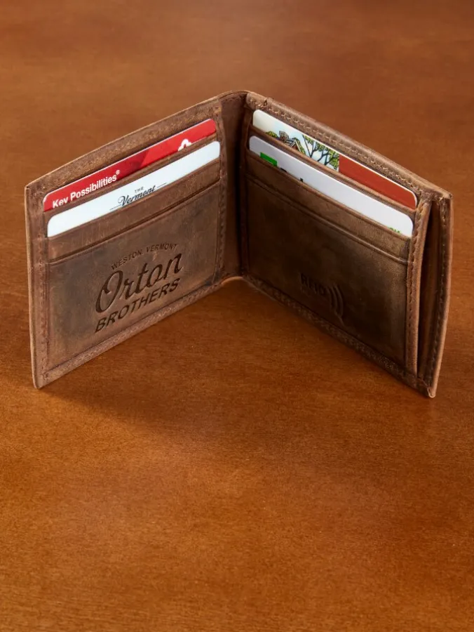 Orton Brothers Bifold RFID Leather Money Clip Wallet
