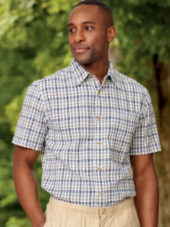 Orton Brothers Checked Seersucker Short-Sleeve Shirt
