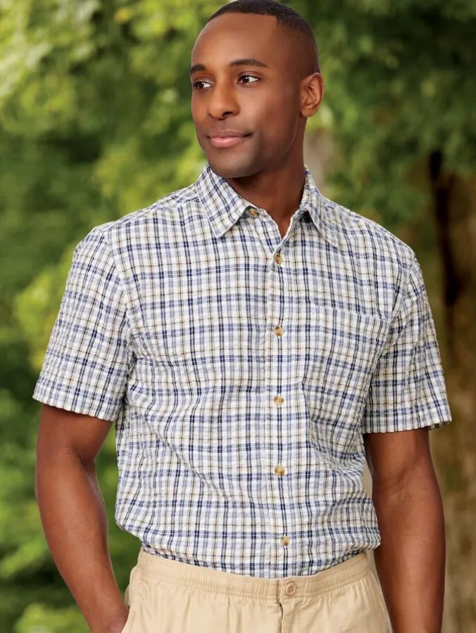 Orton Brothers Checked Seersucker Short-Sleeve Shirt