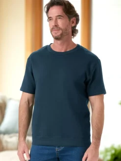Orton Brothers Cotton Fleece Short-Sleeve Crewneck Sweatshirt