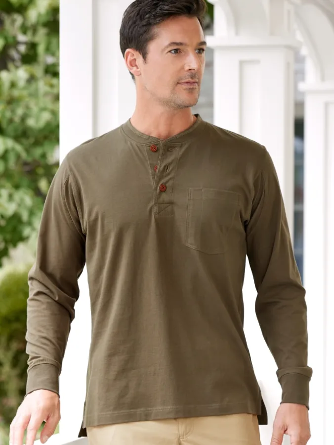 Orton Brothers Cotton Long-Sleeve Henley Shirt