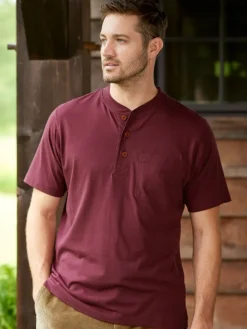 Orton Brothers Cotton Short-Sleeve Henley T-Shirt