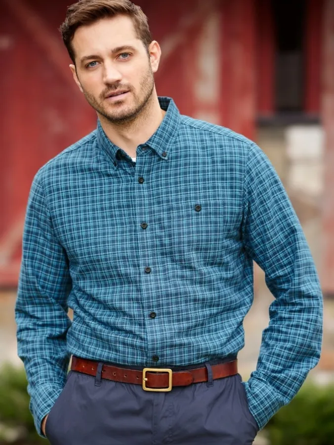 Orton Brothers Cotton Twill Plaid Long Sleeve Shirt