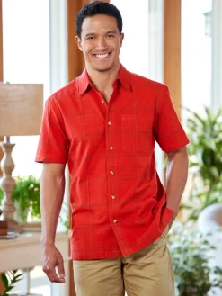Orton Brothers Dobby Windowpane Camp Shirt