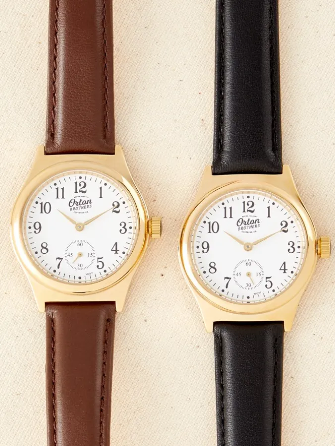 Orton Brothers Gold-Tone Face Wind-Up Watch