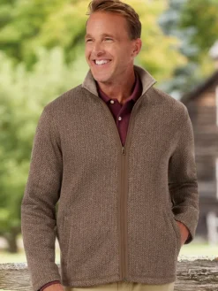 Orton Brothers Herringbone Zip-Up Fleece Jacket