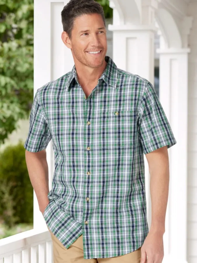 Orton Brothers® Lightweight Check Cotton Shirt, Short Sleeve