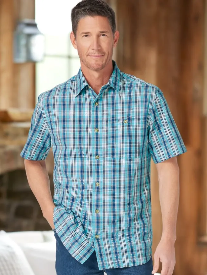 Orton Brothers® Lightweight Check Cotton Shirt, Short Sleeve