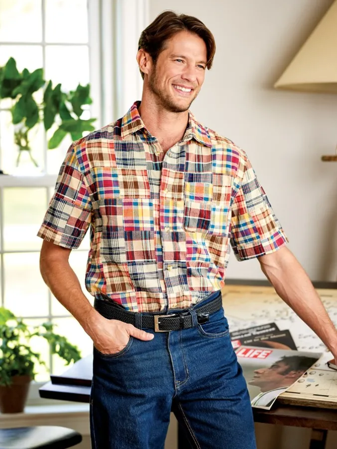 Orton Brothers Madras Patch Short-Sleeve Shirt
