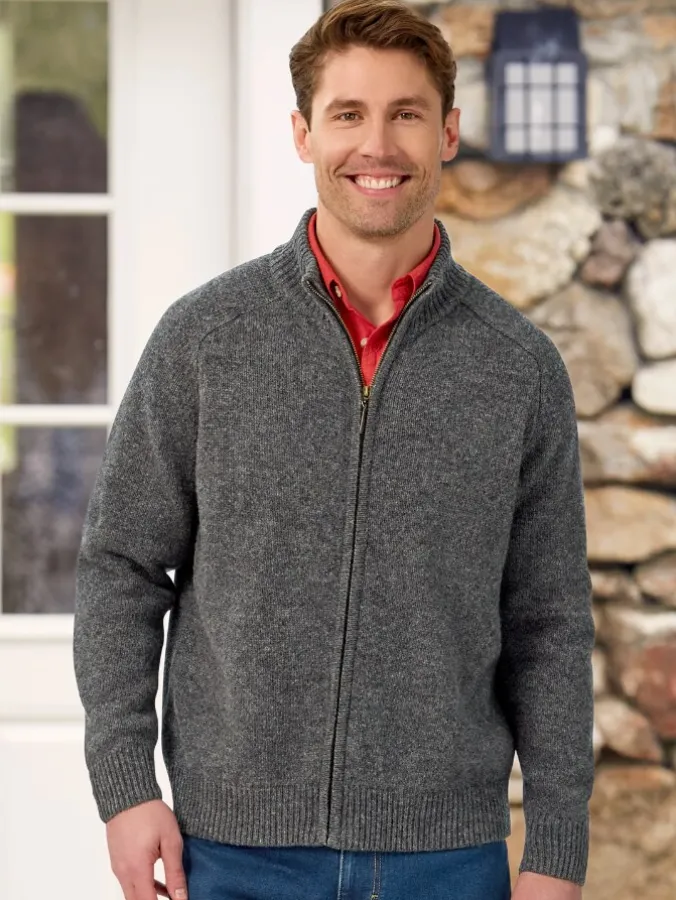 Orton Brothers® Men's Lambswool Zip-Up Cardigan Sweater